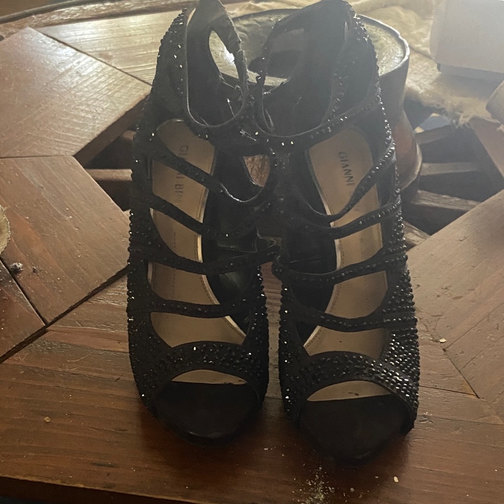 Gianni Bini Black Rhinestone Heels
